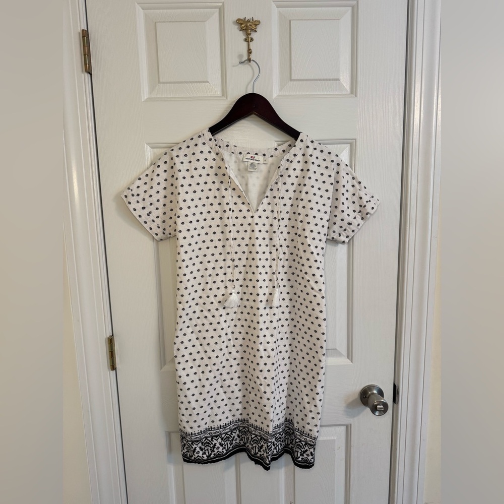 Vineyard Vines tunic dress size 0 linen white blue